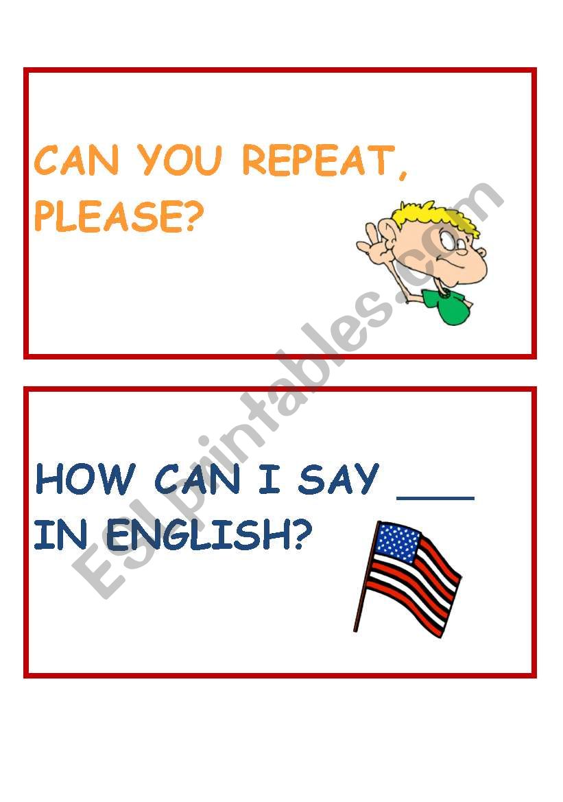 Classroom language cards part 2