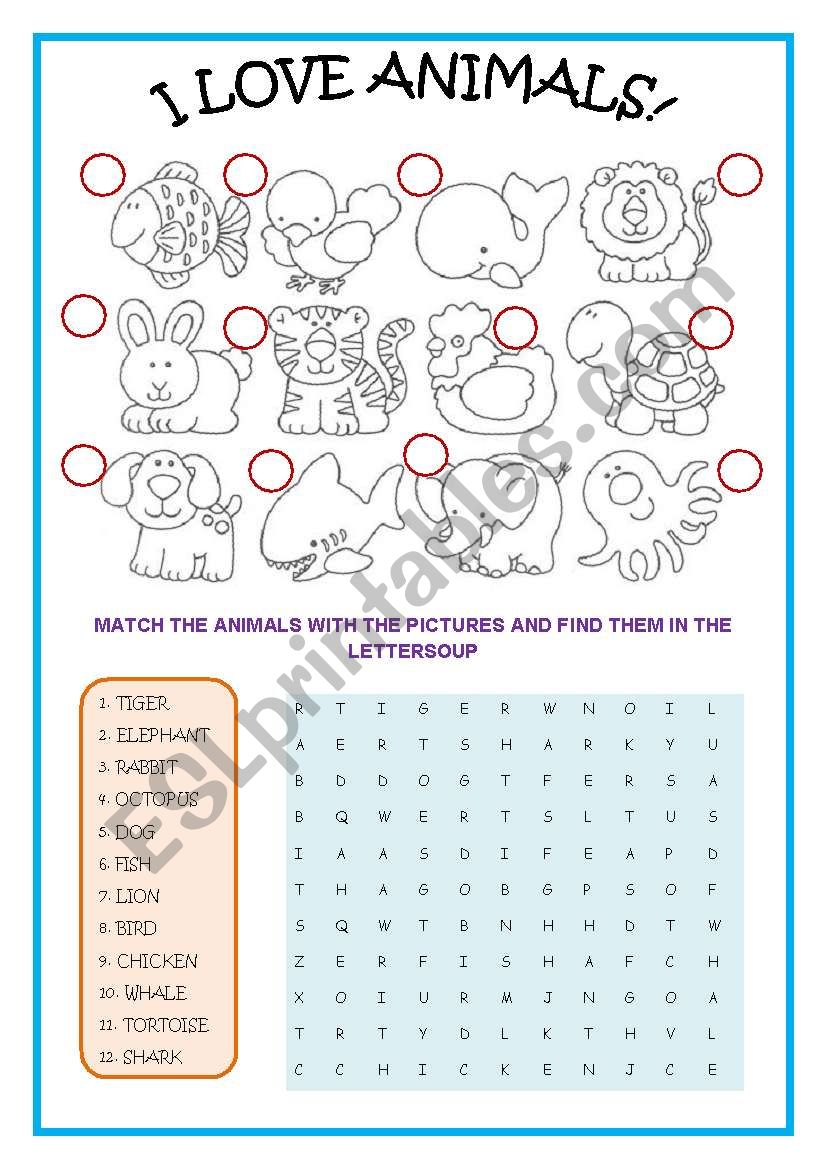 I LOVE ANIMALS! worksheet