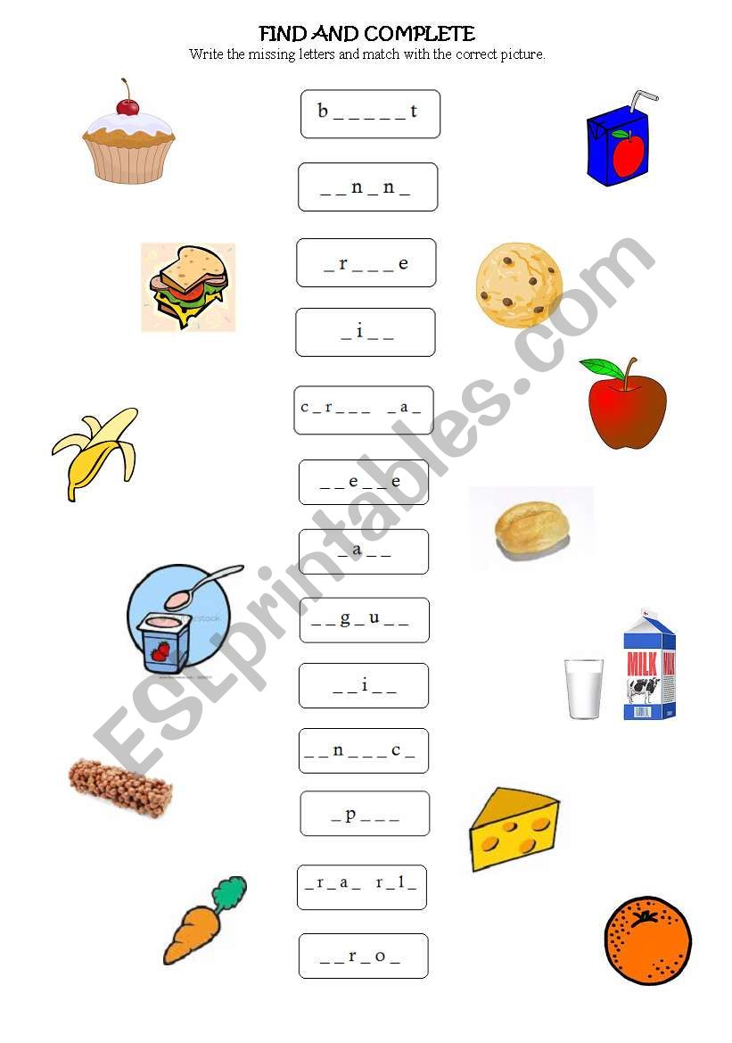 Find and complete worksheet