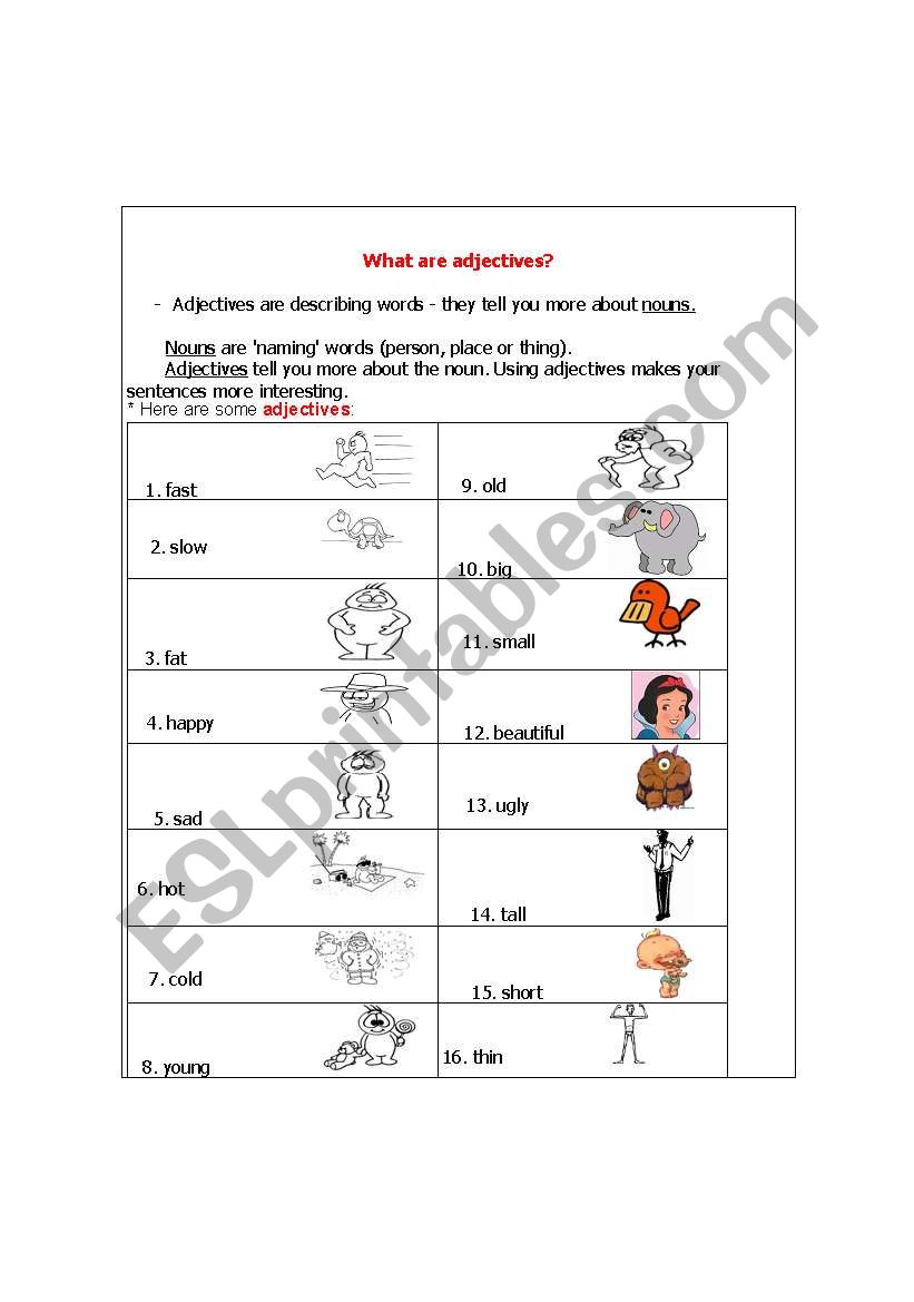 What is an adjective? worksheet