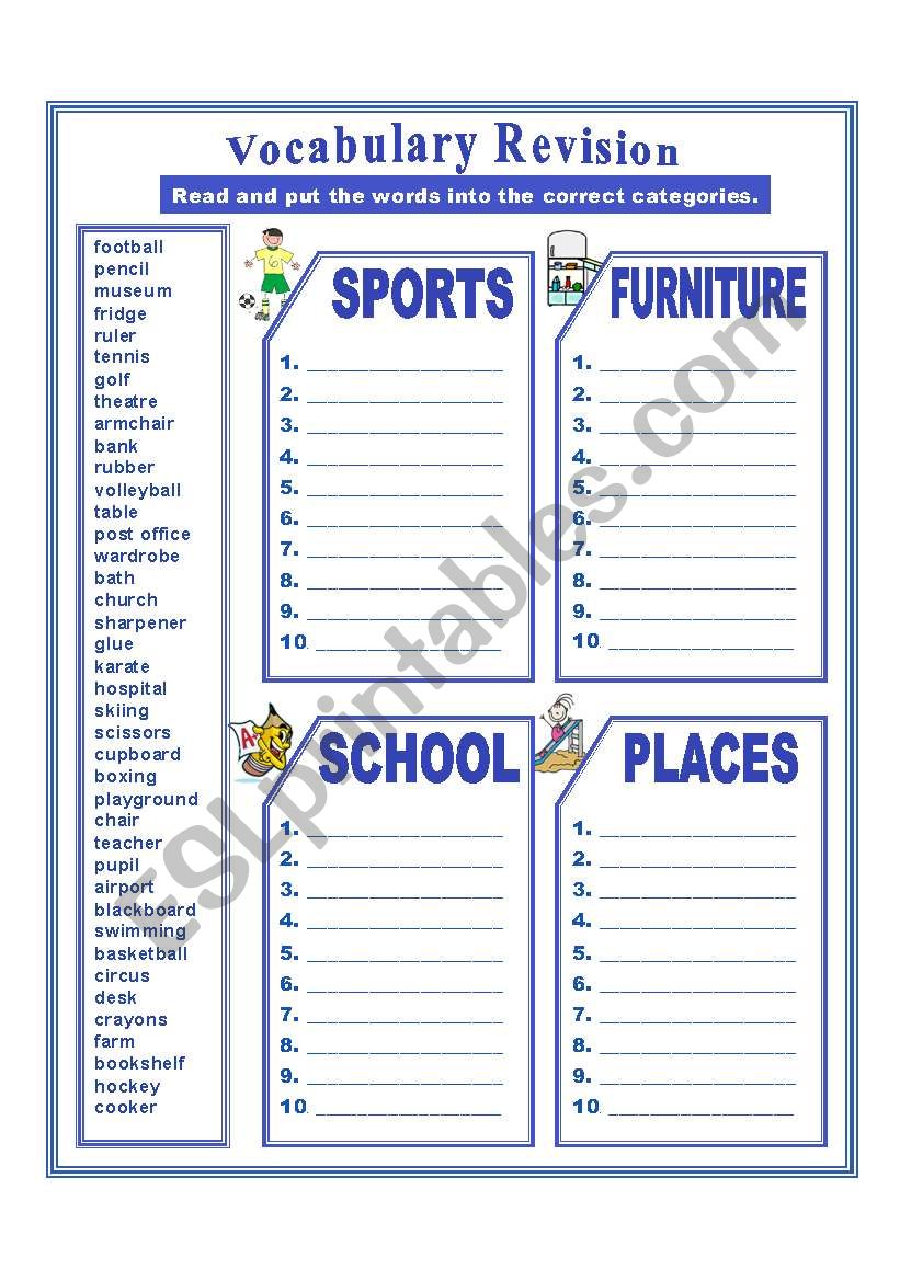 VOCABULARY REVISION 2 worksheet