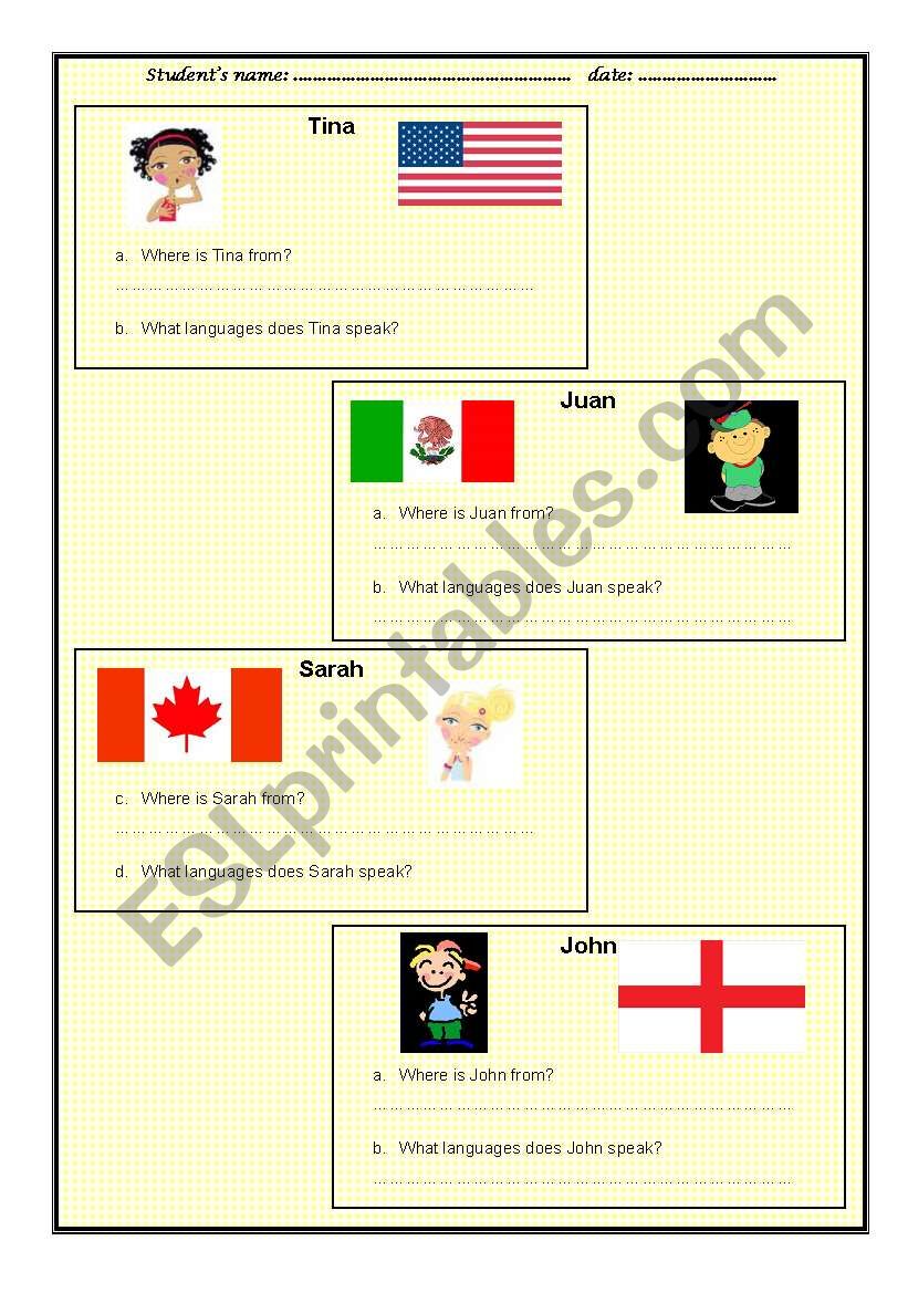 where are you from practice worksheet