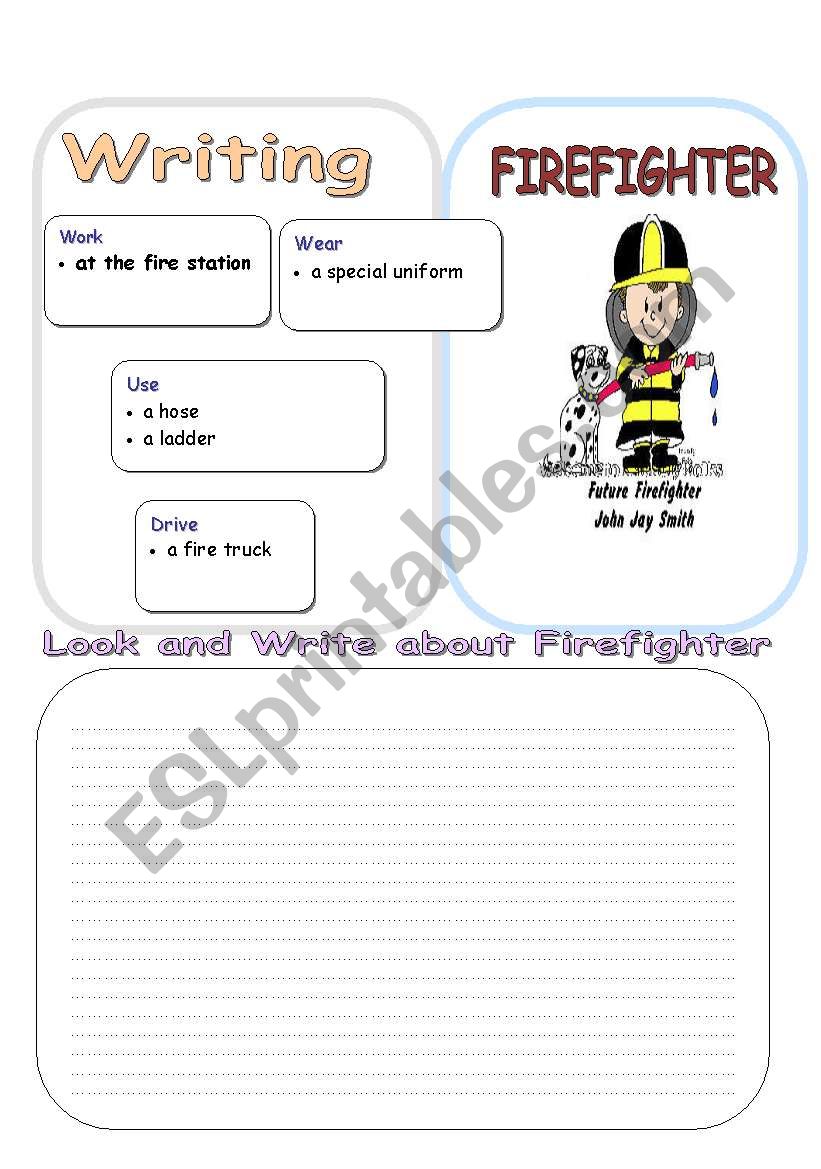 writing about firefighter worksheet