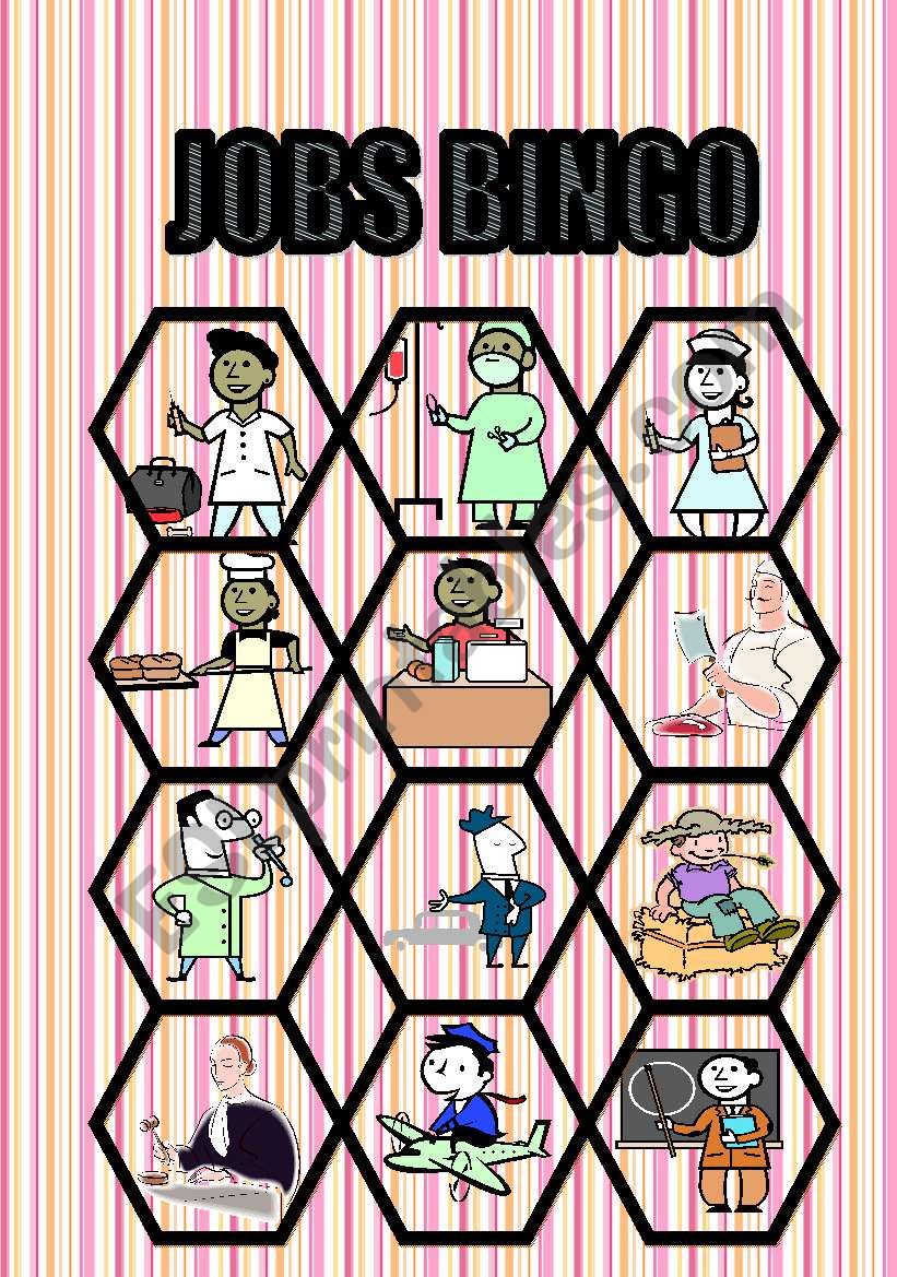 jobs bingo worksheet