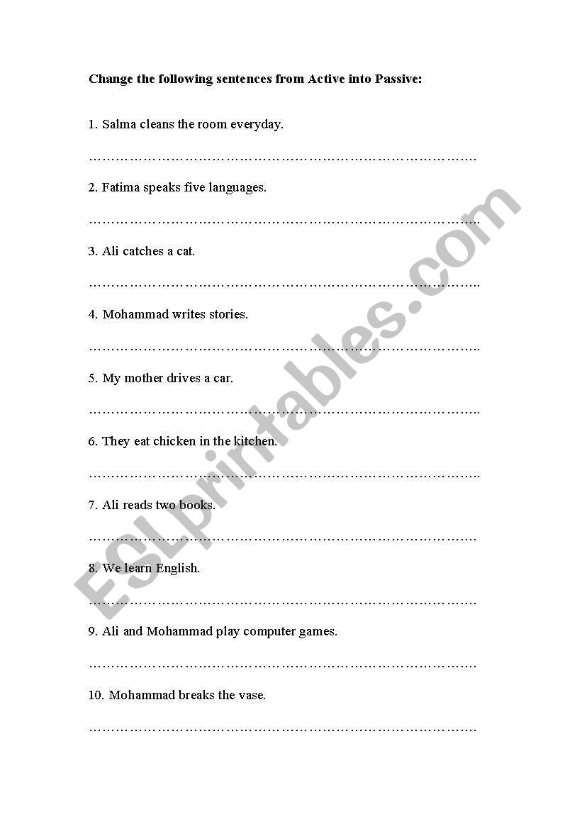 Passive worksheet