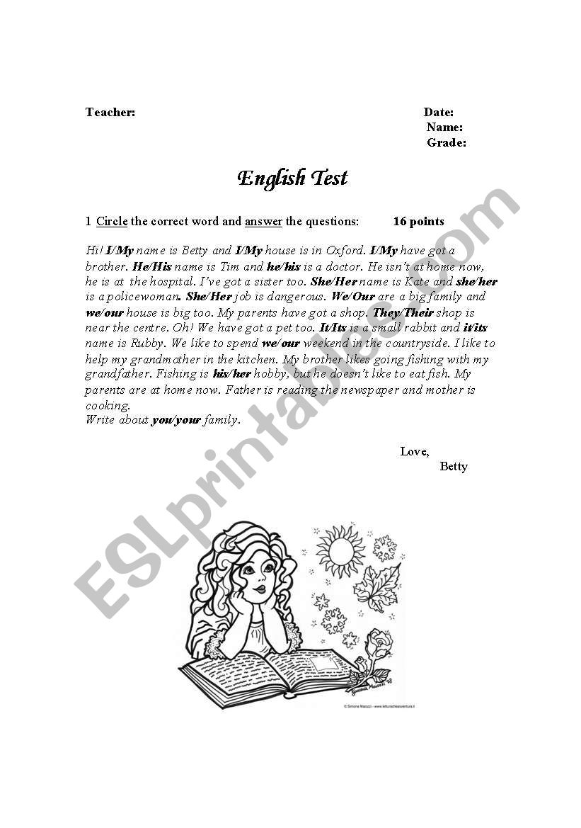 Test or Revision Worksheet worksheet