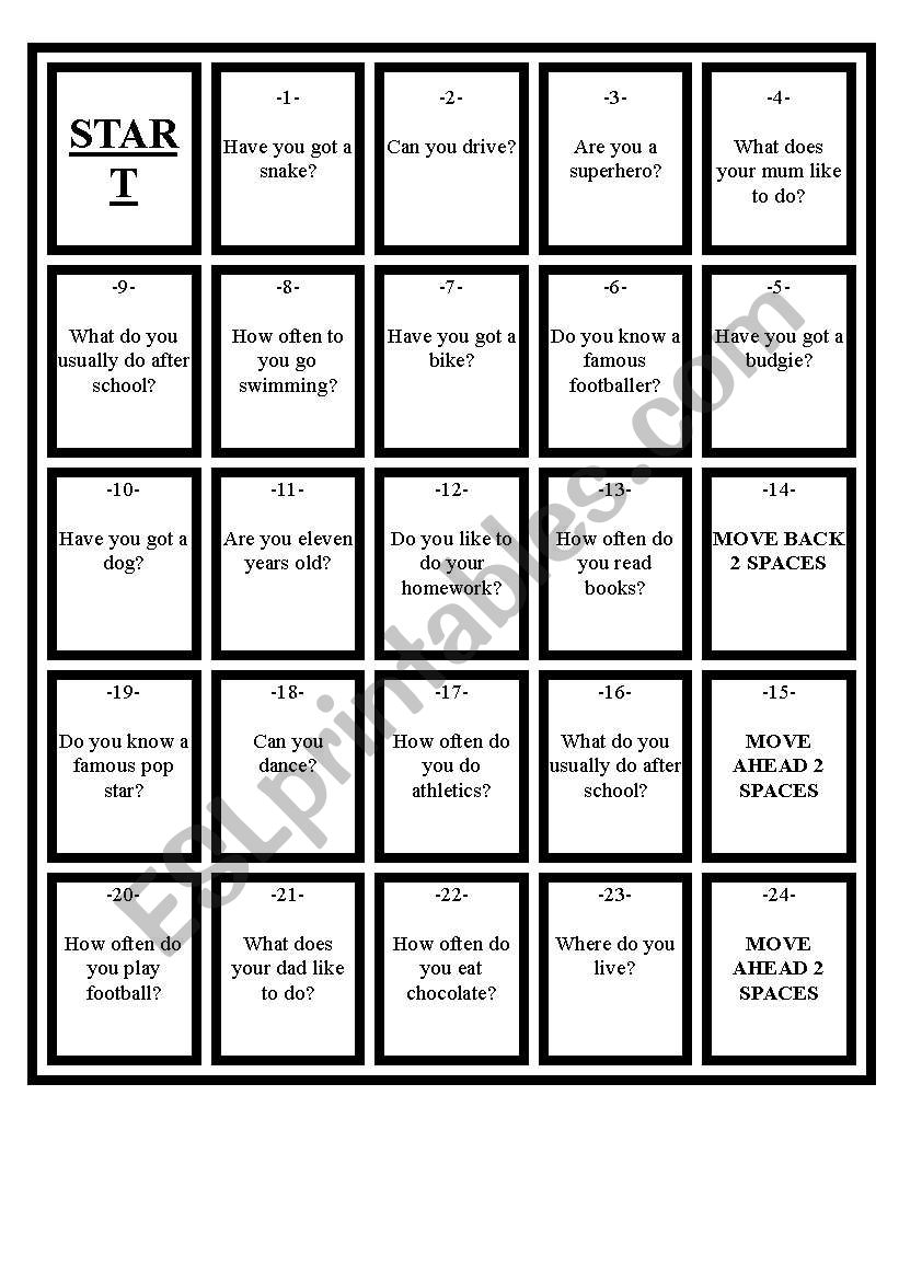 Present Simple Board Game worksheet