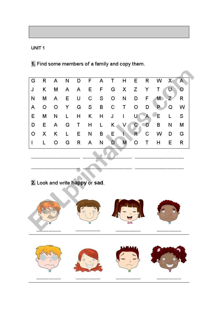 family and feelings worksheet