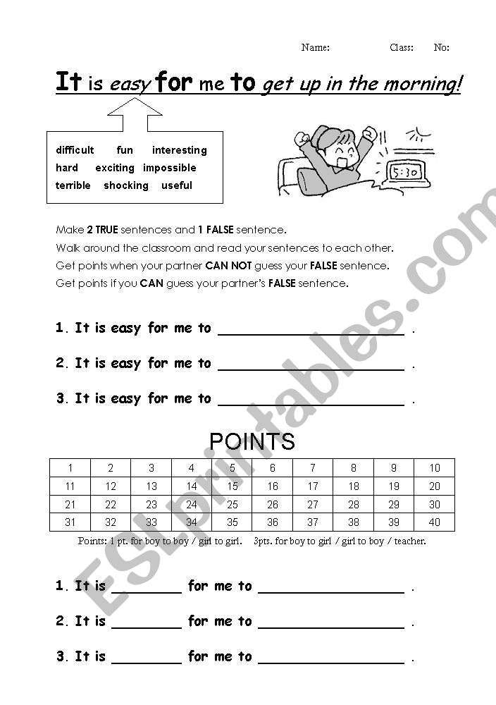 Its easy for them to play. worksheet