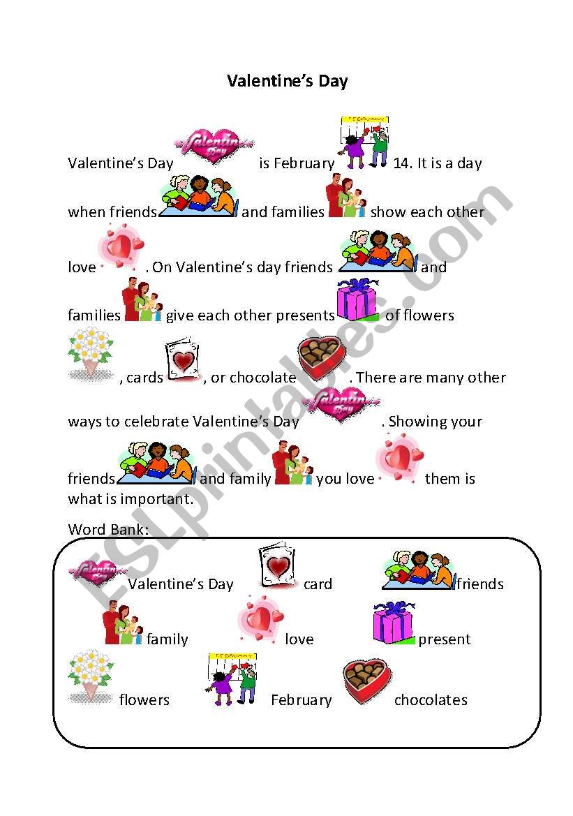 ValentineÂ´s Day Rebus worksheet