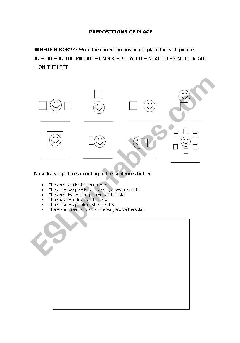 Prepositions of place worksheet