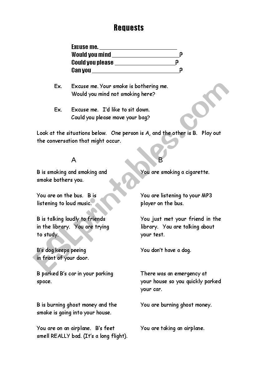 Requests worksheet