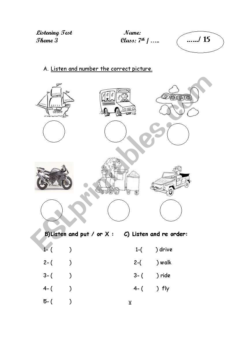 listening exam worksheet