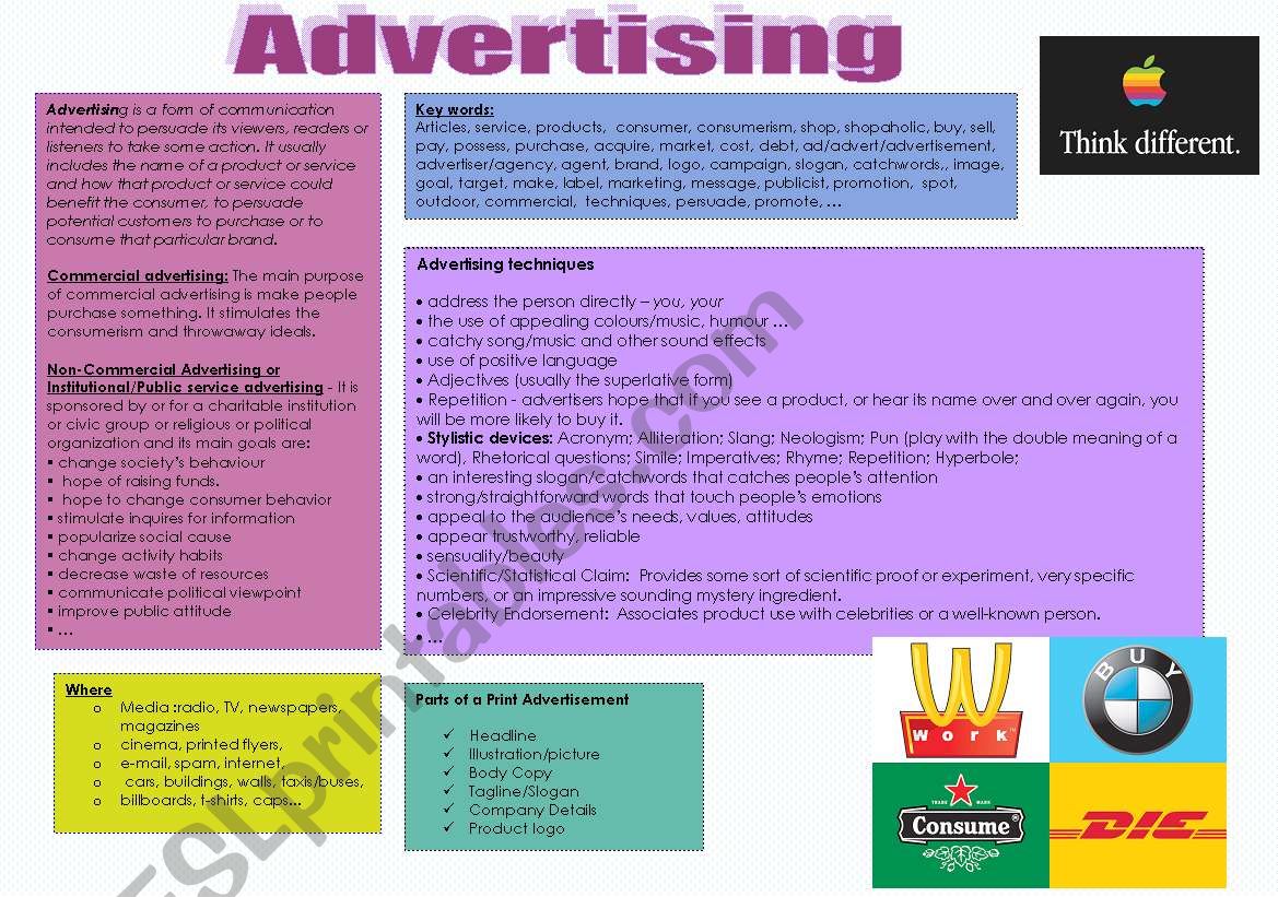 advertising worksheet