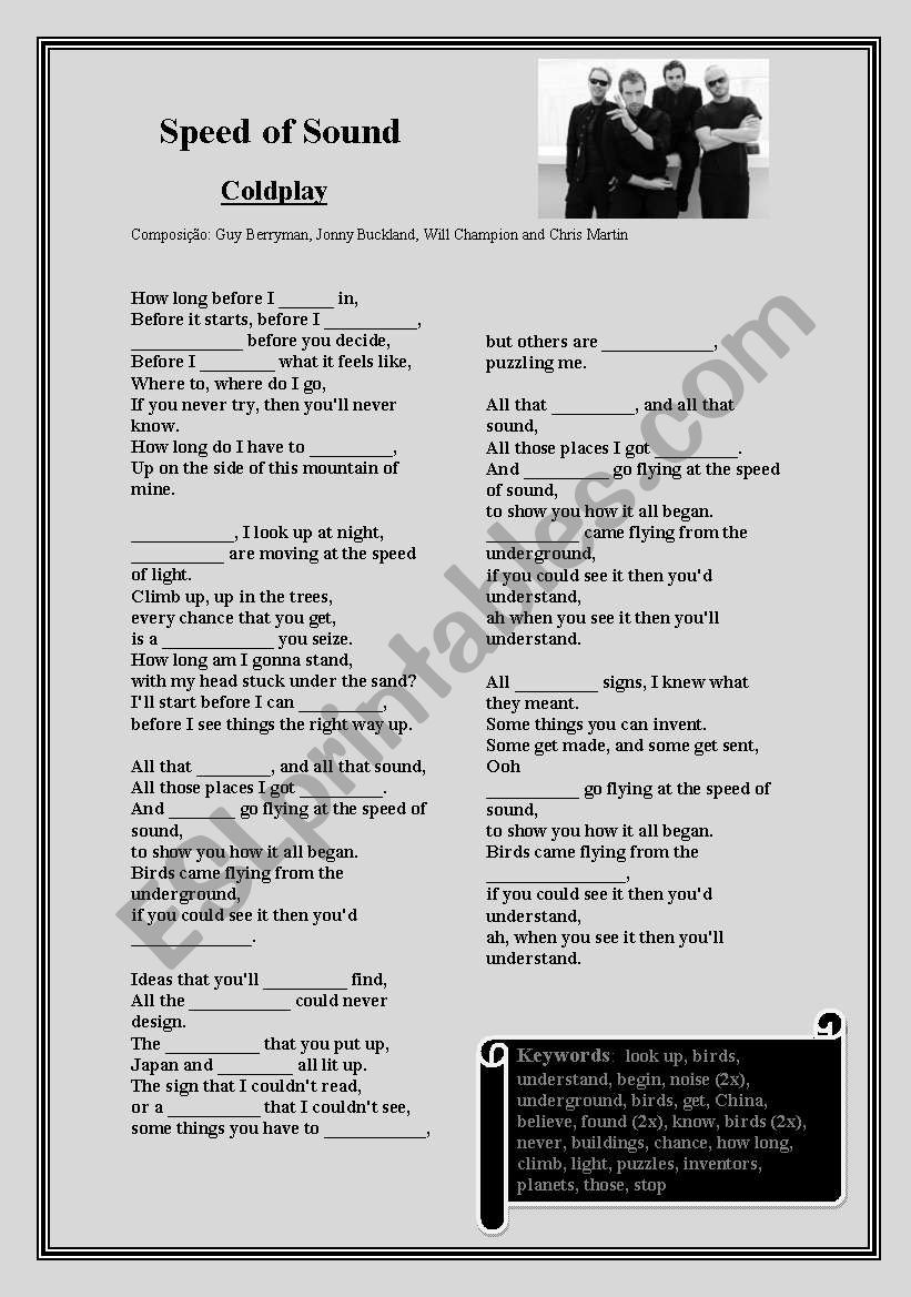 Activities about a song worksheet