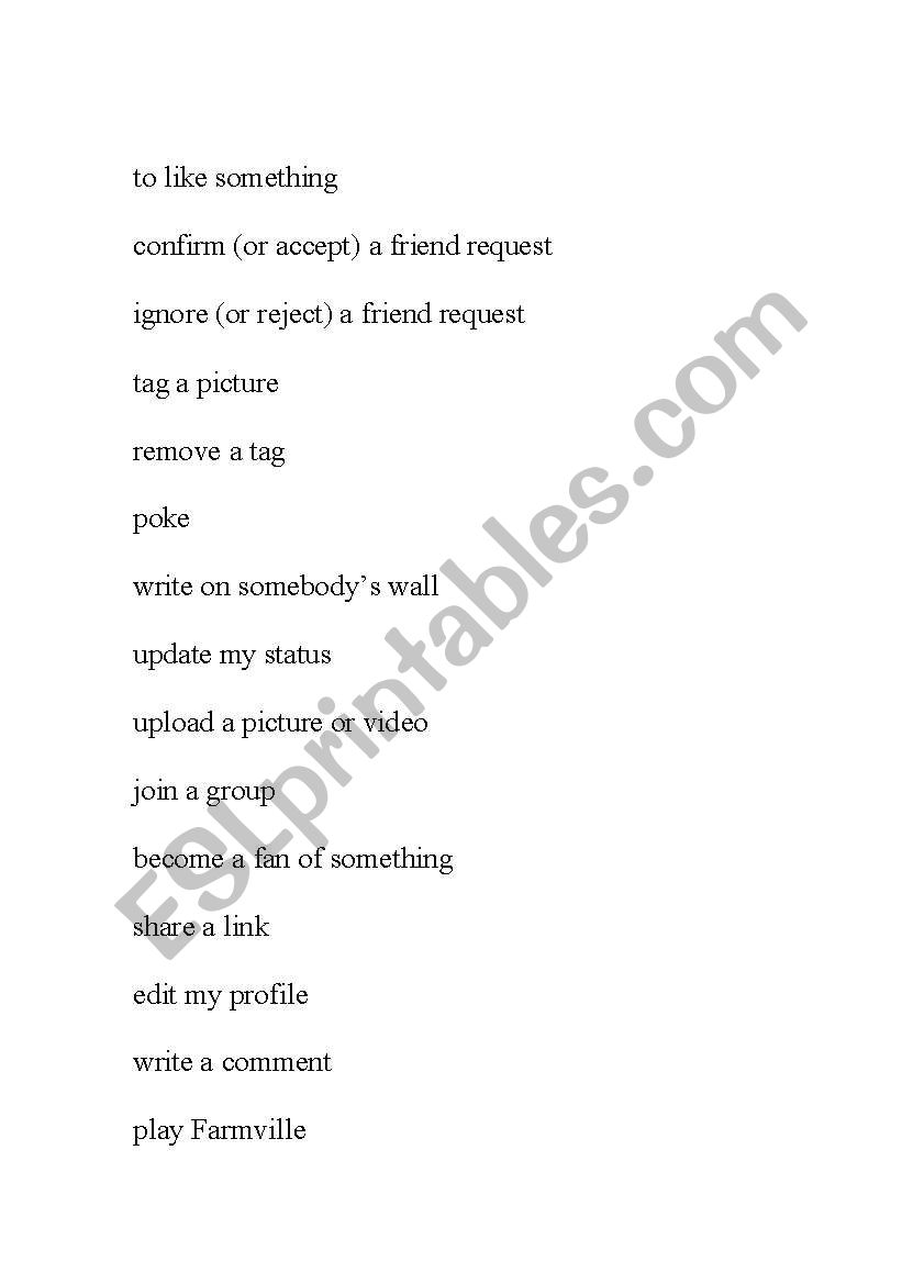 Facebook discussion questions worksheet