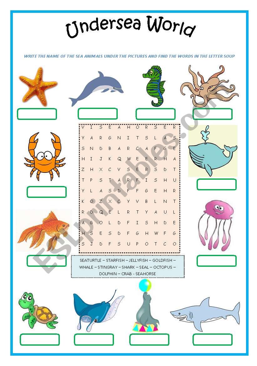 UNDERSEA WORLD worksheet