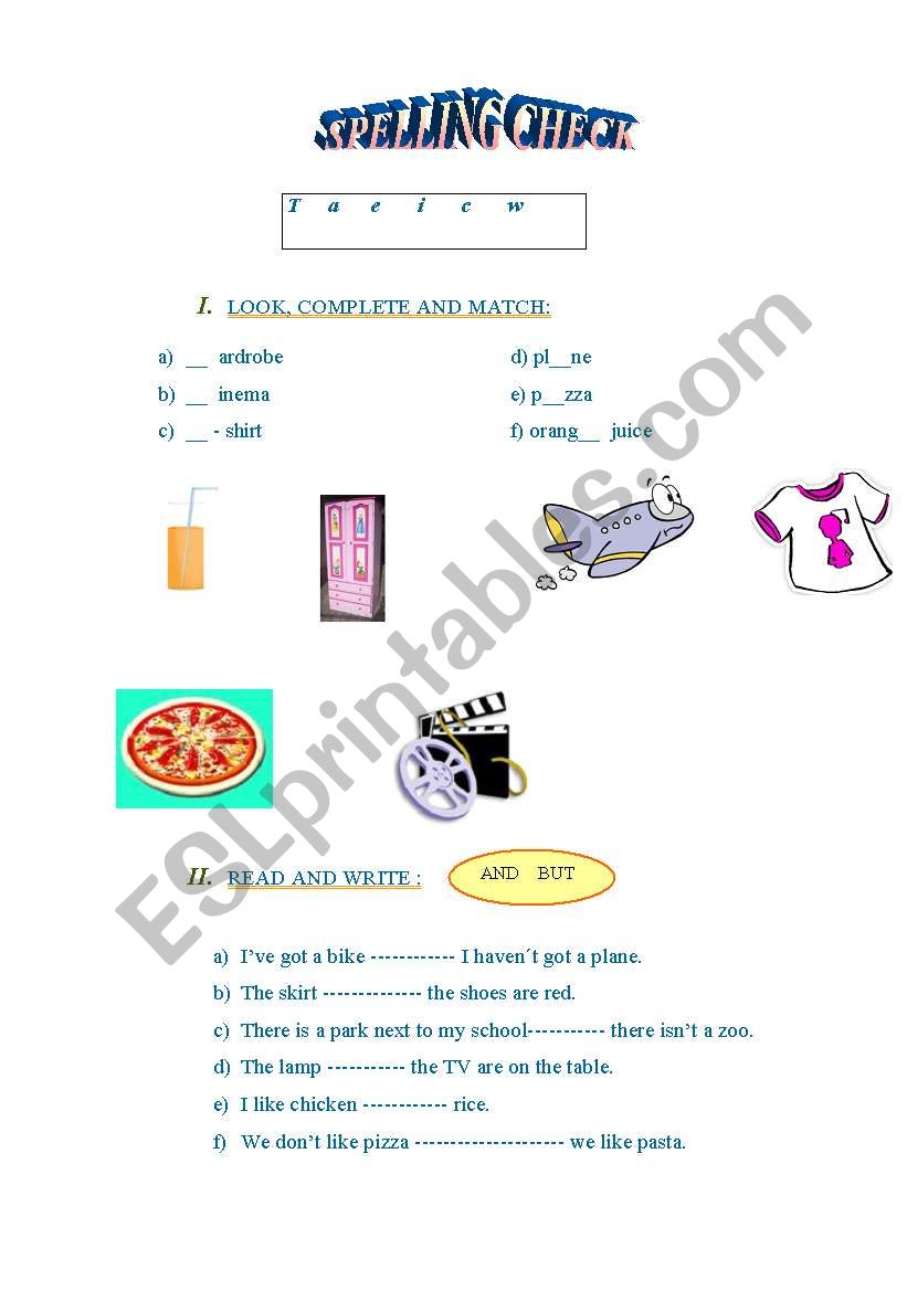 SPELLING CHECK worksheet