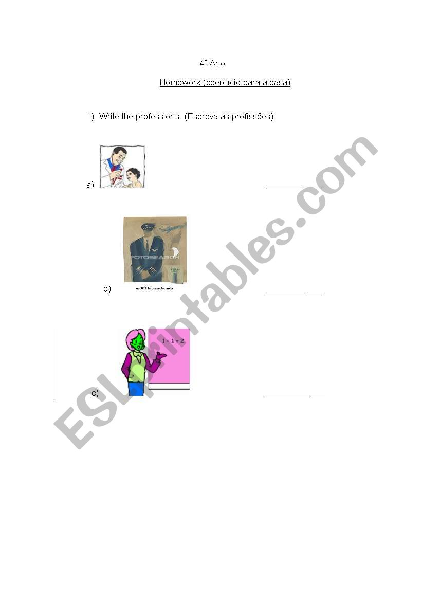 Professions worksheet