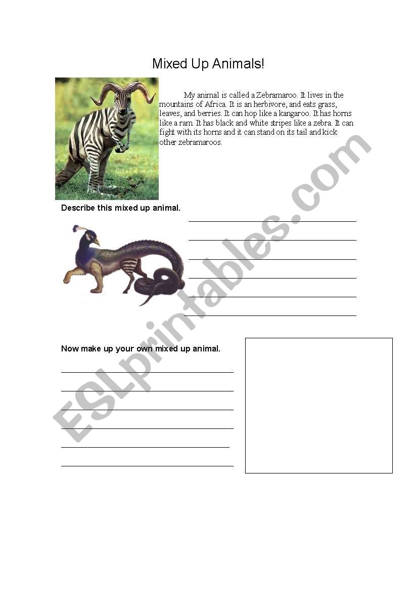 Mixed Up Animals worksheet