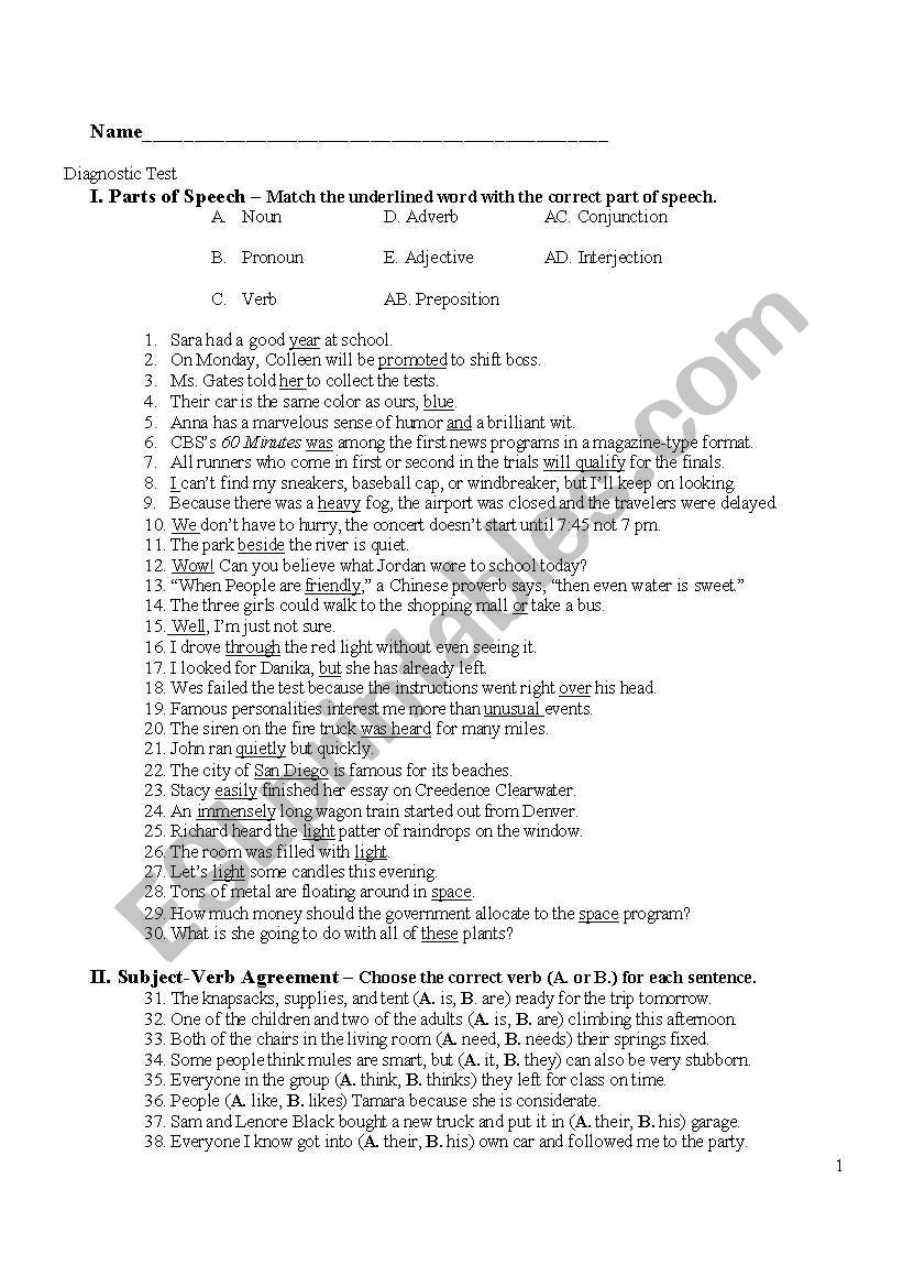 Grammar Quiz  worksheet