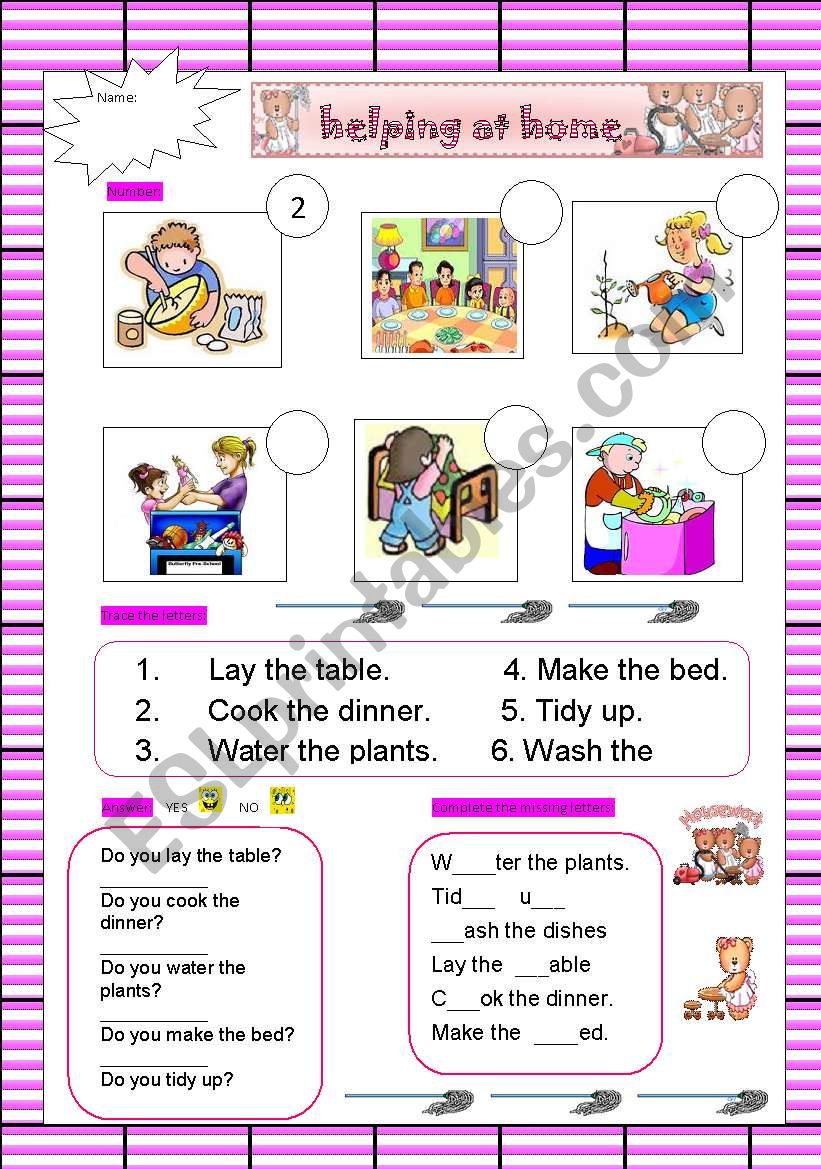 Helping at home worksheet