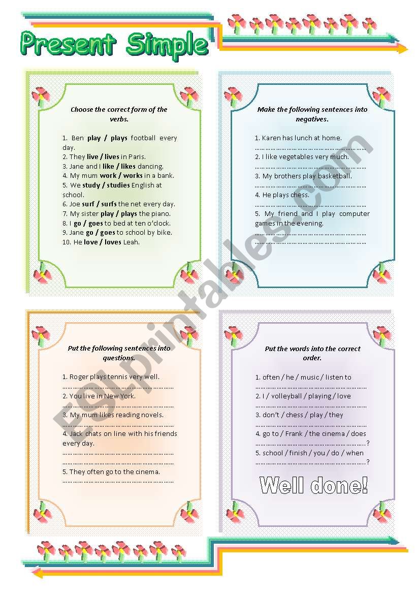 present simple worksheet