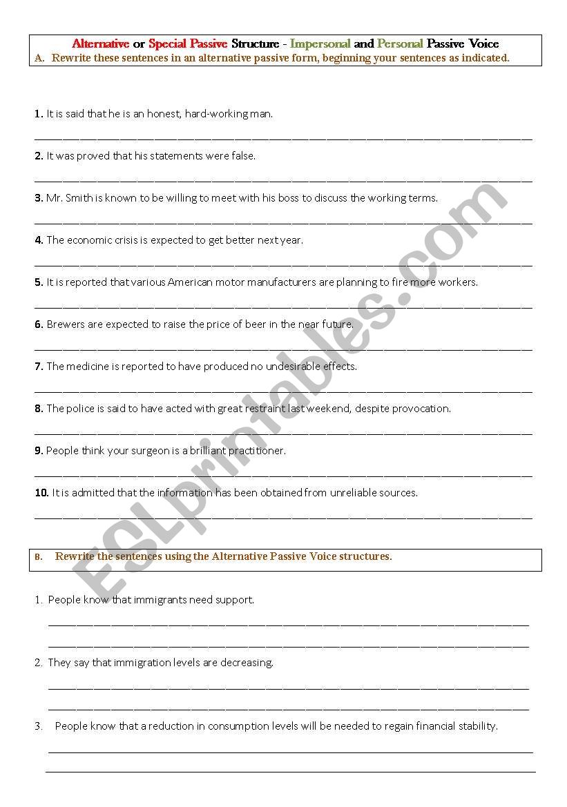 Alternative Passive Voice - practice