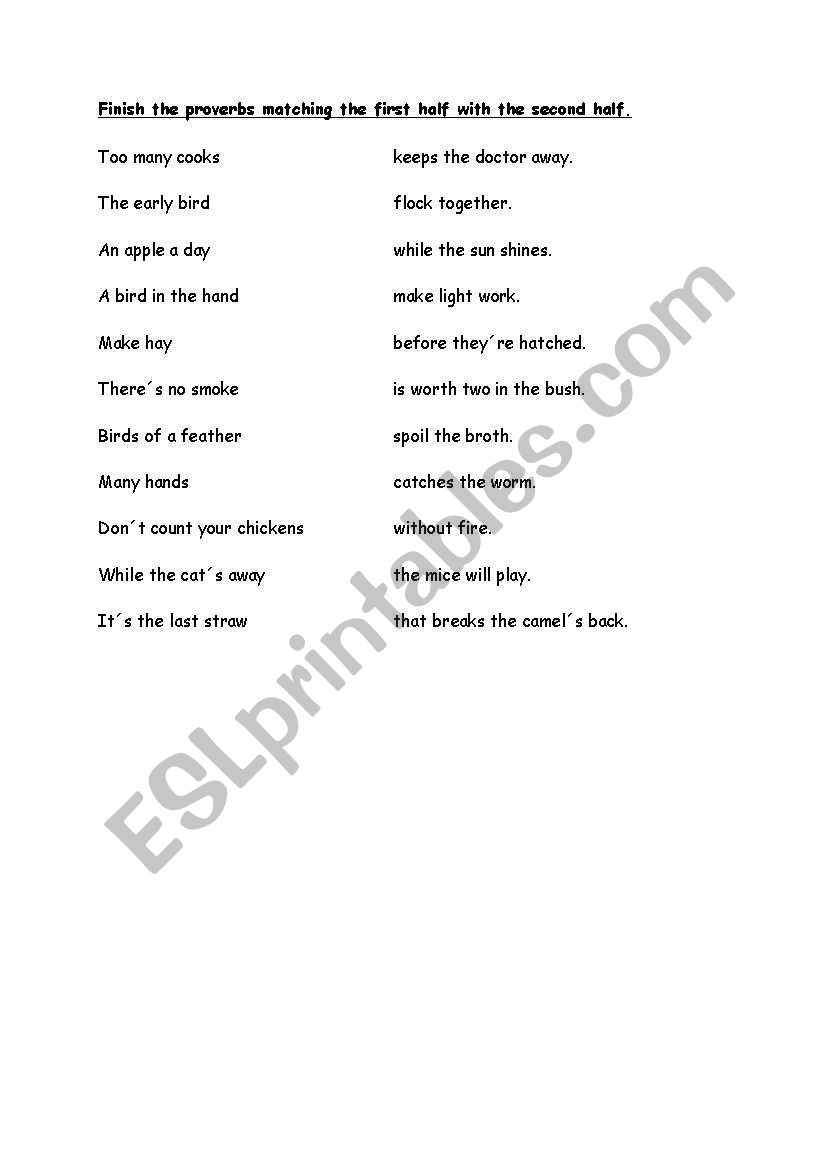 Proverbs worksheet