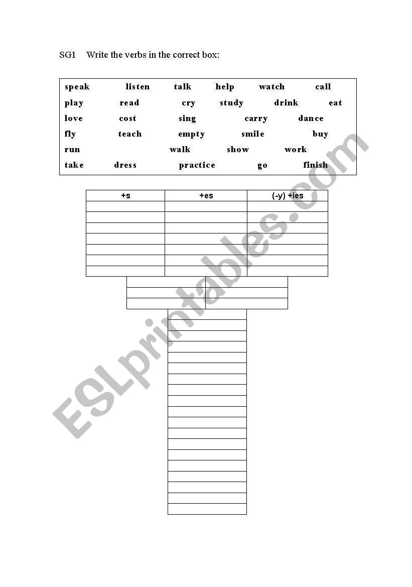 third person singular practice