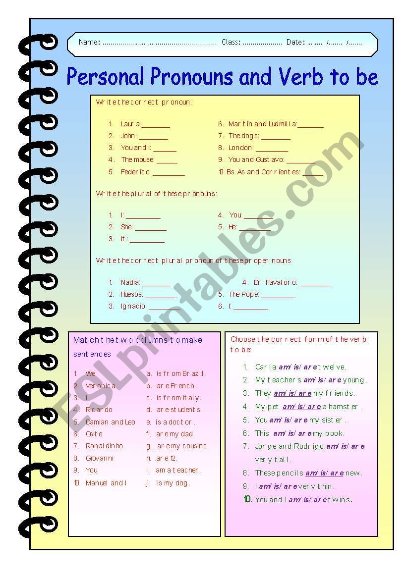 Personal Pronouns and Verb to be