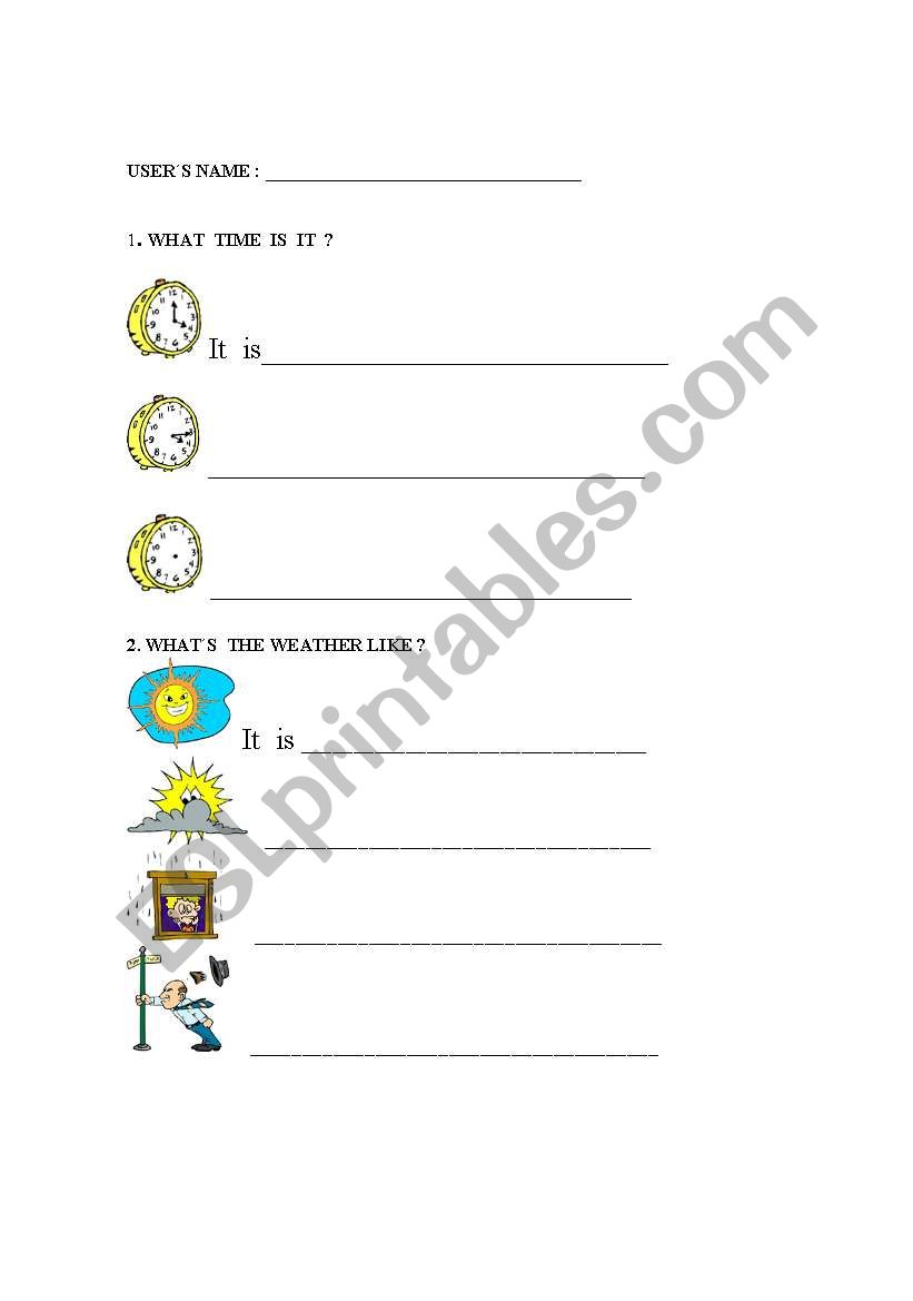 Time, Weather worksheet