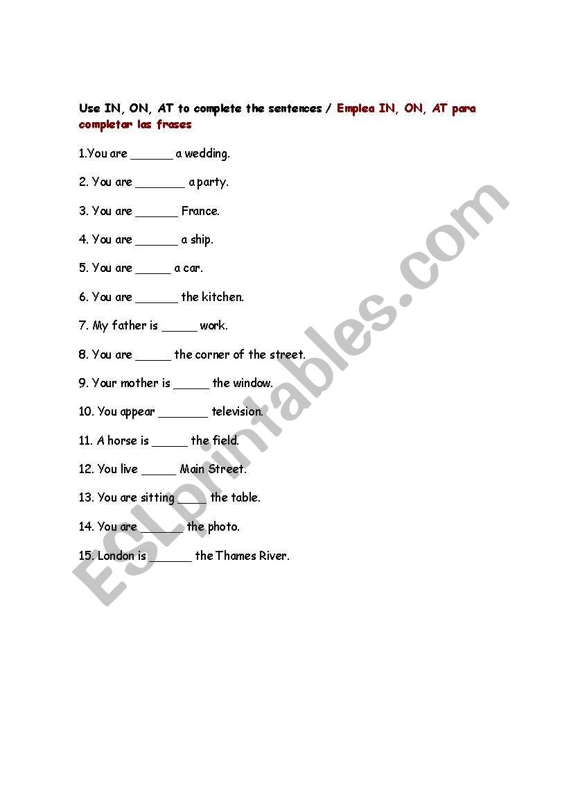 prepositions worksheet
