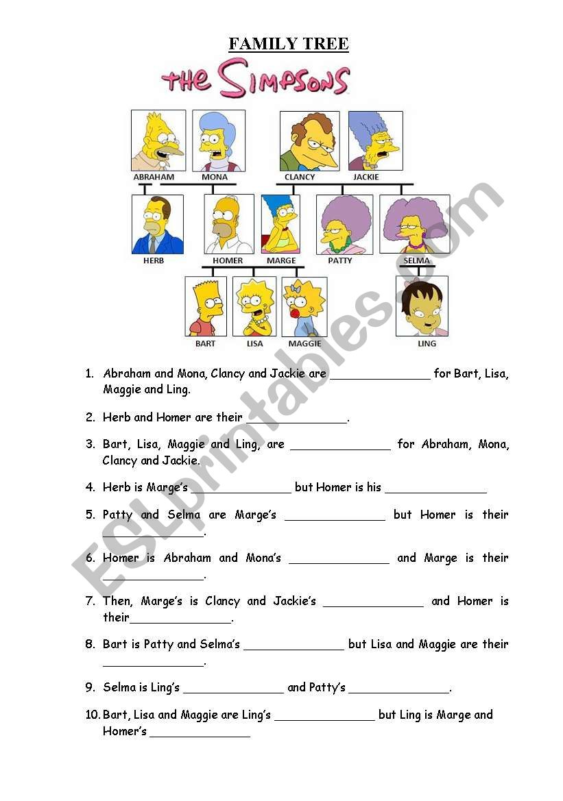 Family Tree worksheet