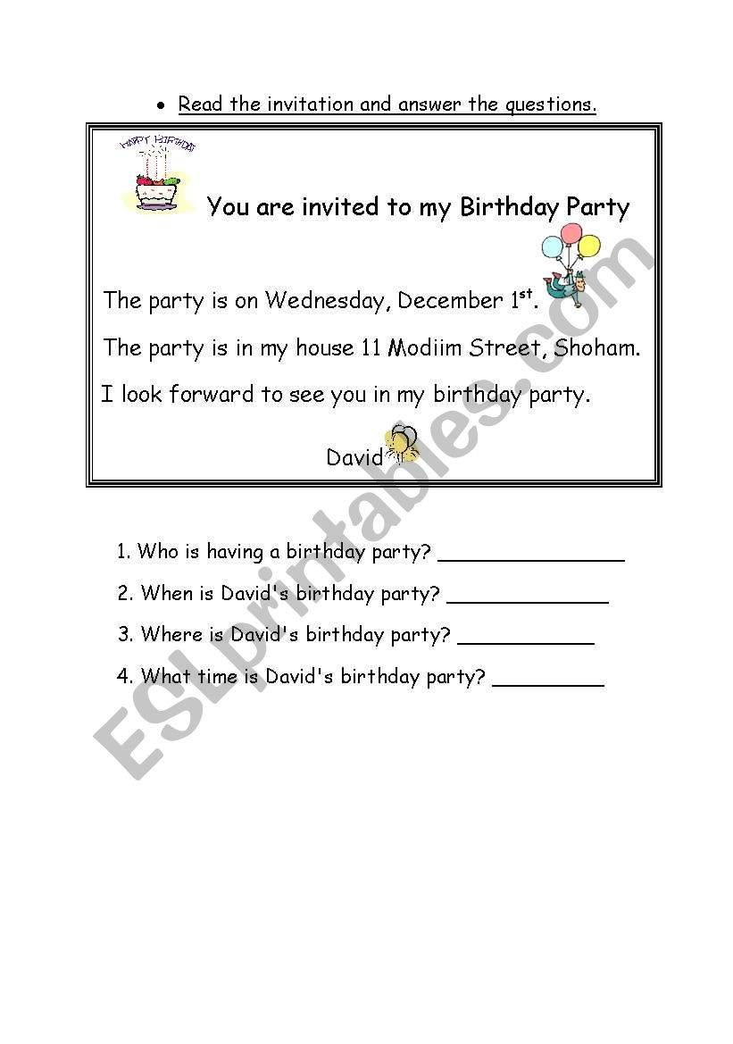 A birthday Invitation +short Unseen