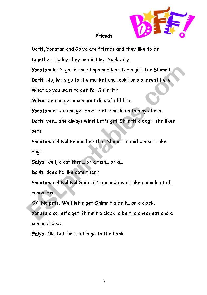 Friends worksheet