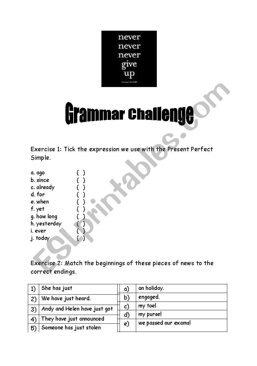 present perfect exercises worksheet