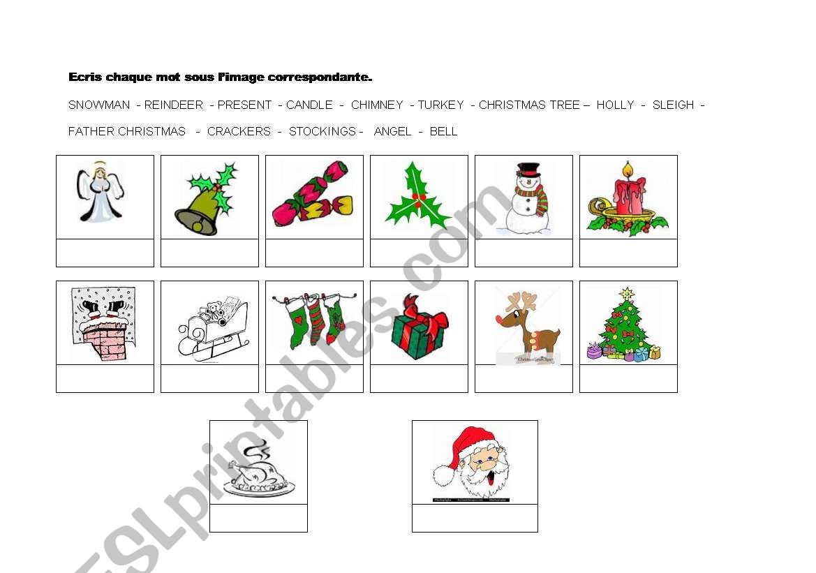 christmas vocabulary worksheet