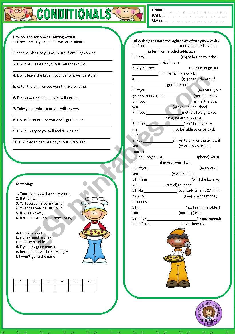 CONDITIONALS - TYPE 1 worksheet