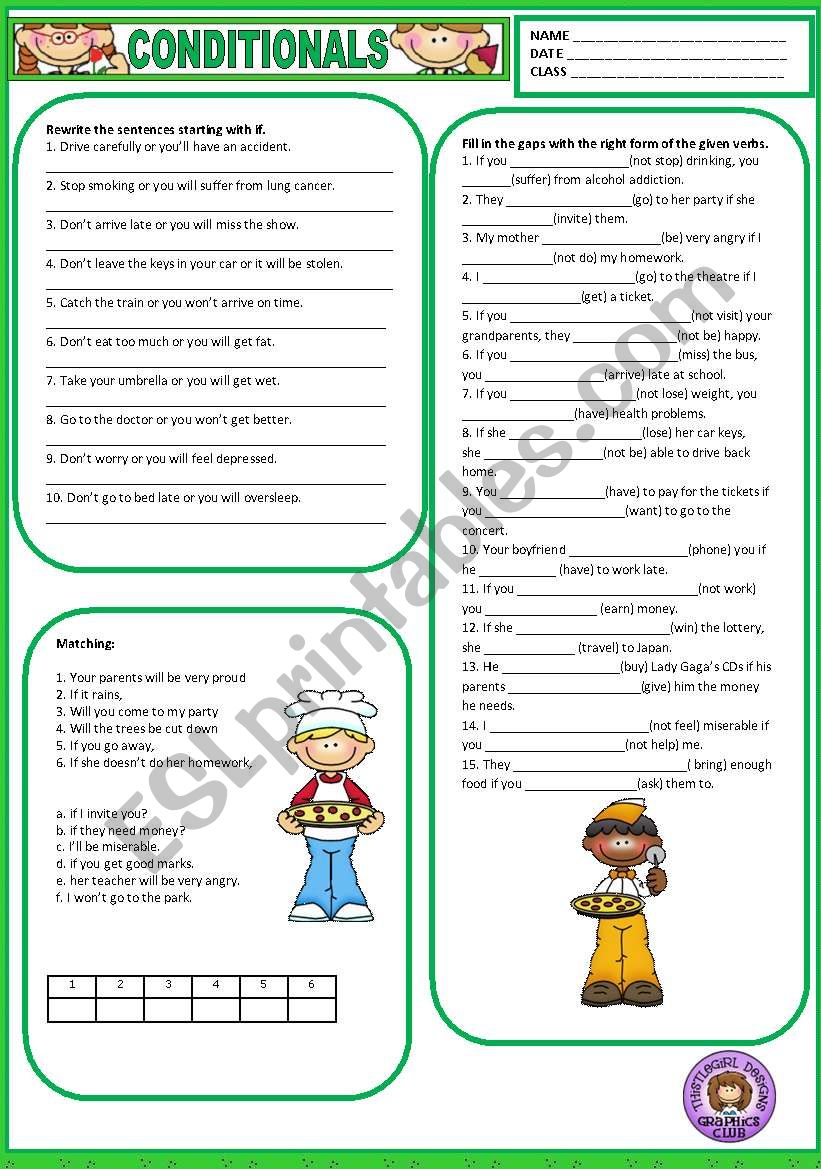 CONDITIONALS - TYPE 1 worksheet