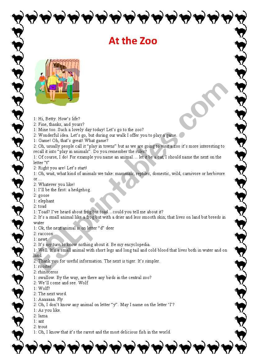 Dialogue - At the zoo worksheet