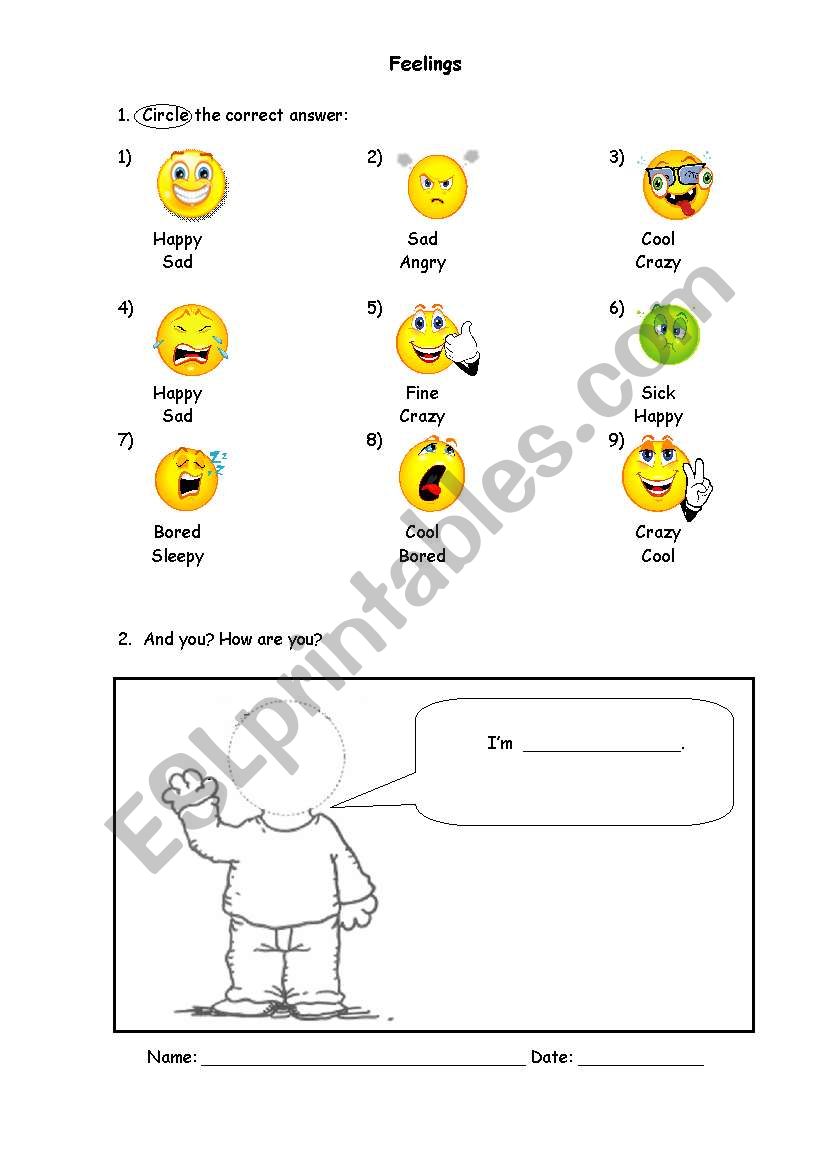 Feelings worksheet