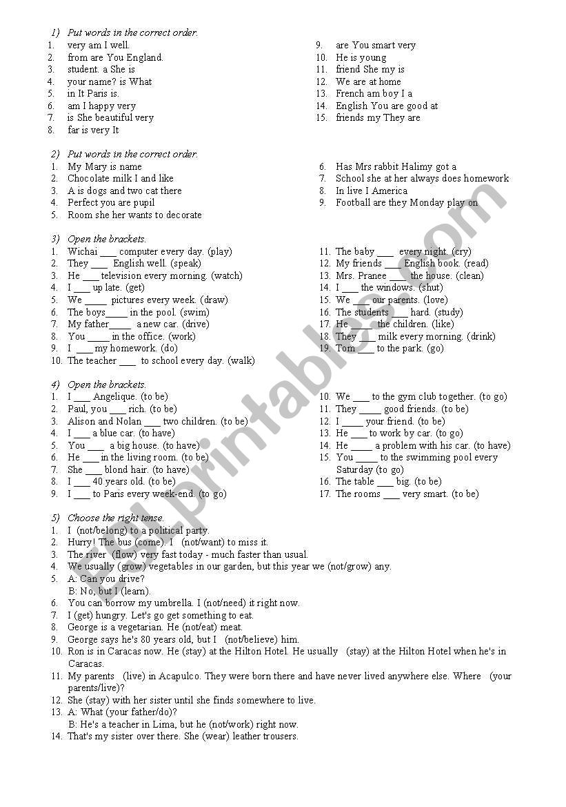 Grammar exercises  worksheet