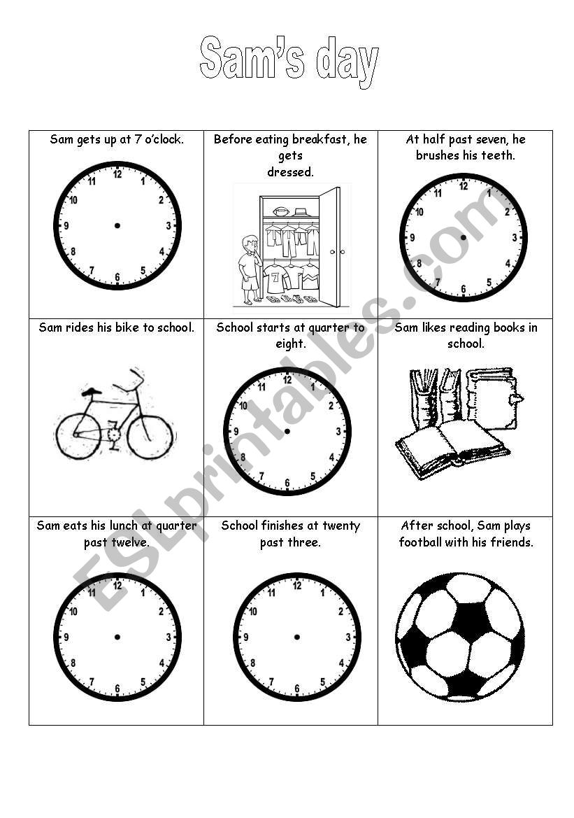 Daily routine/Time storyboard, speaking, writing, lesson plan *5 pages*