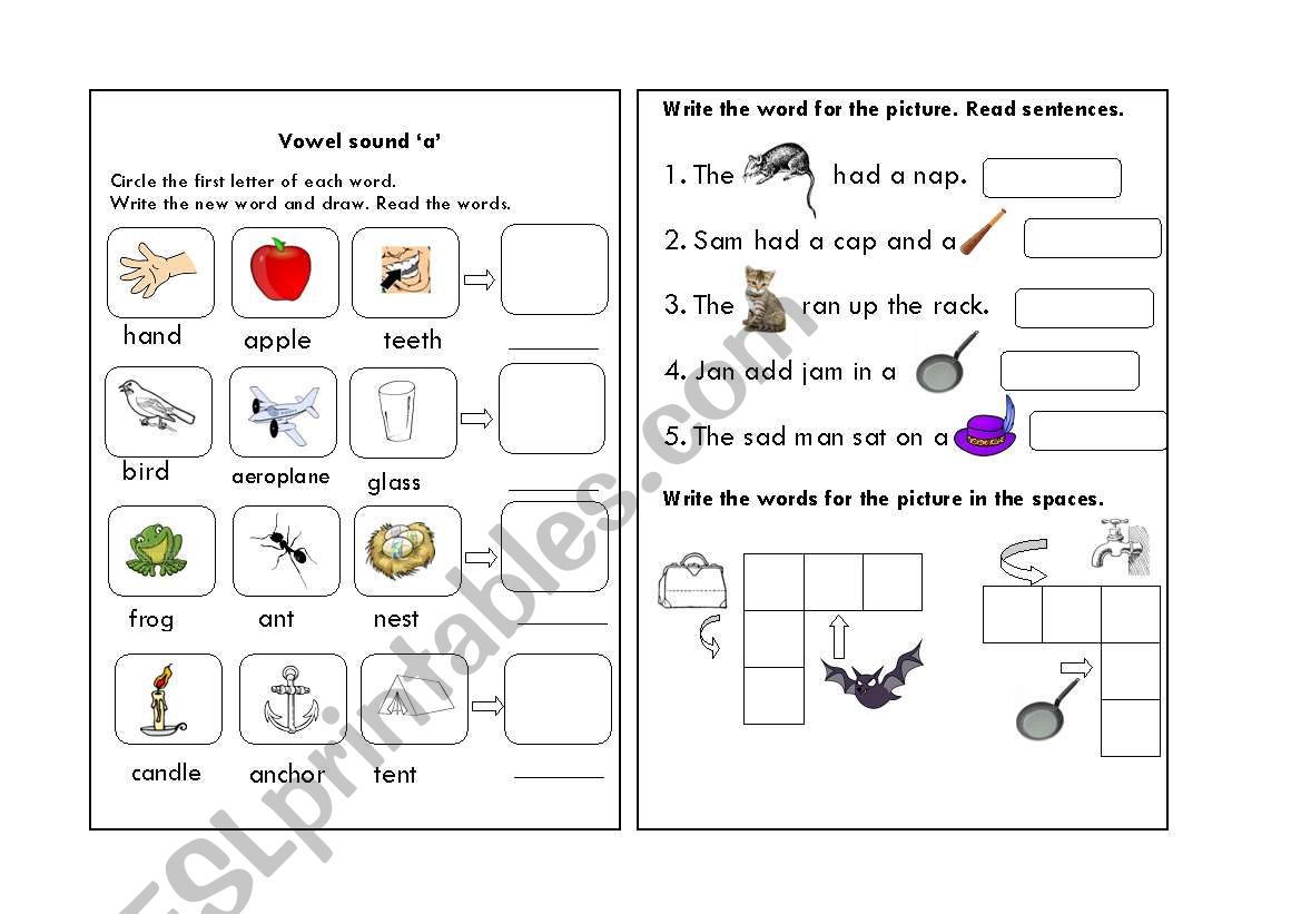 short vowel A worksheet