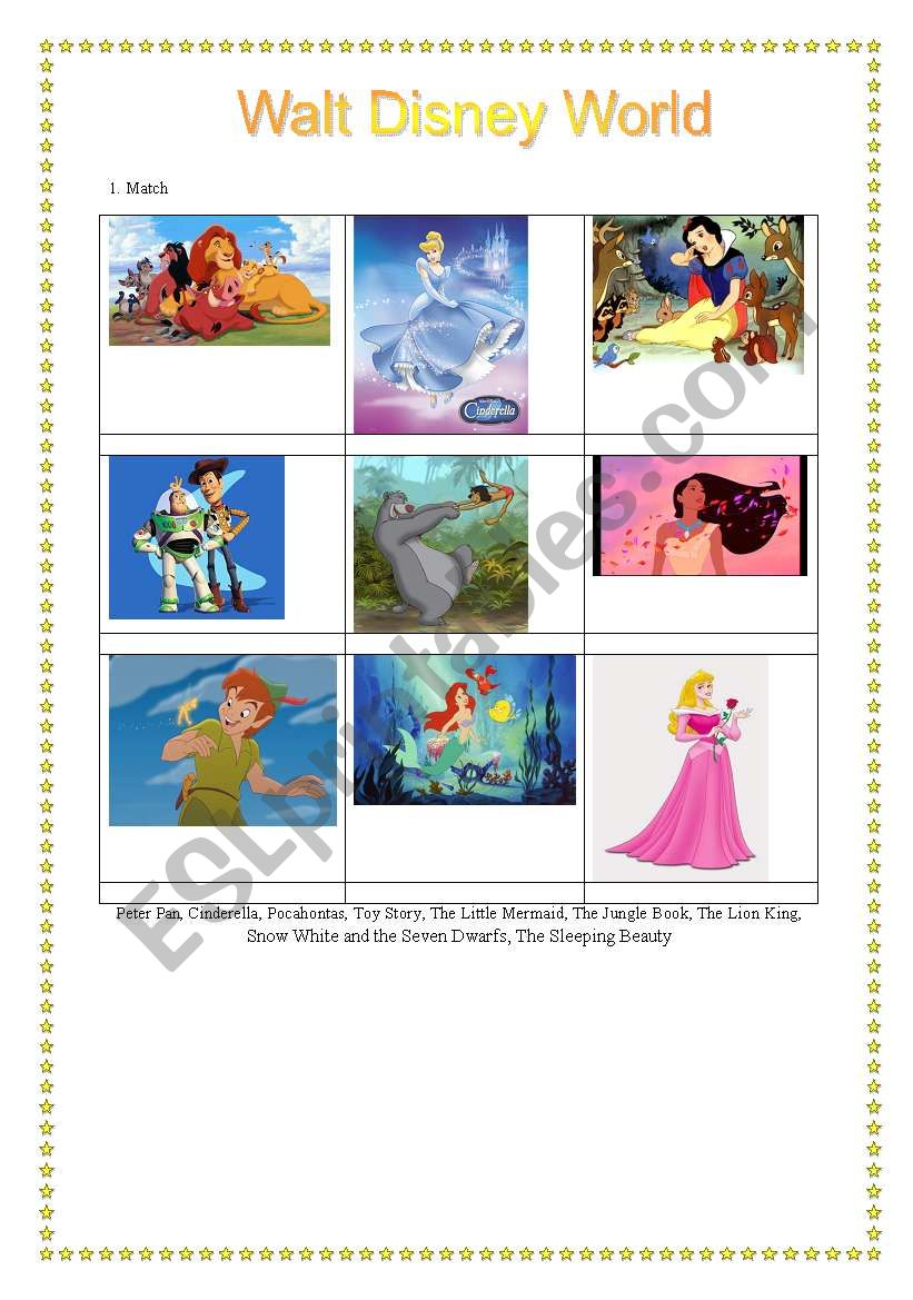 Walt Disney World worksheet