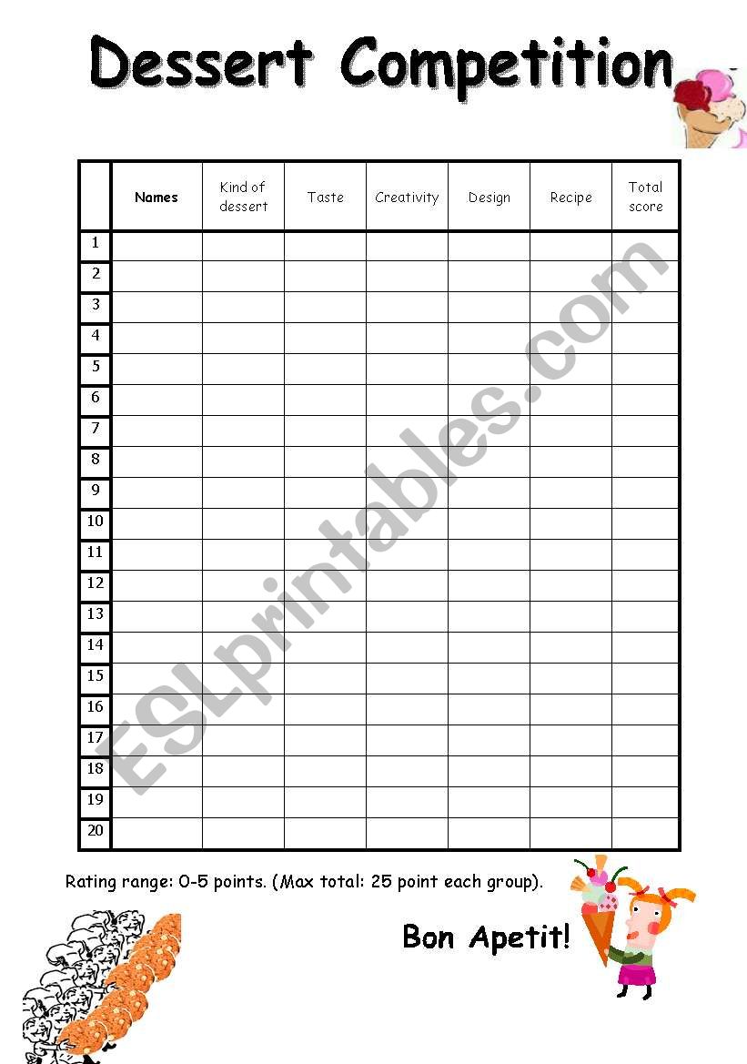 Desert Competition worksheet