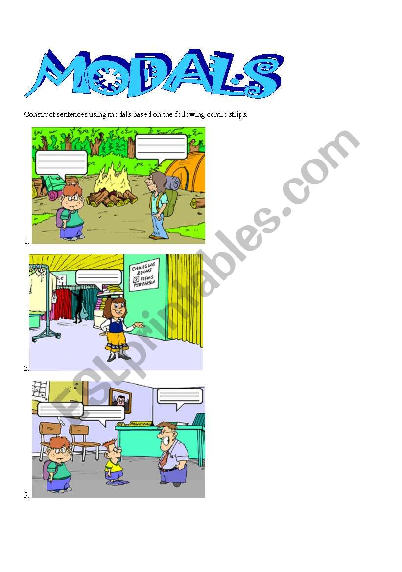modals in comic strips worksheet