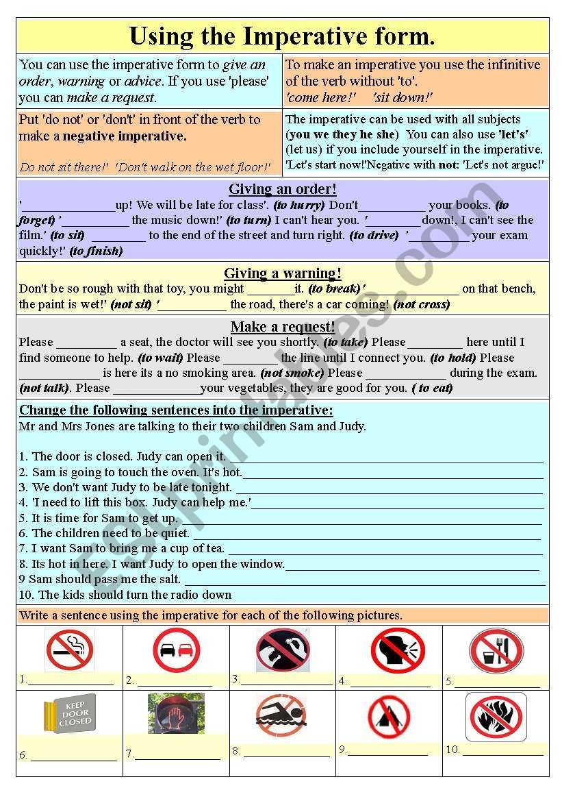 The Imperative worksheet