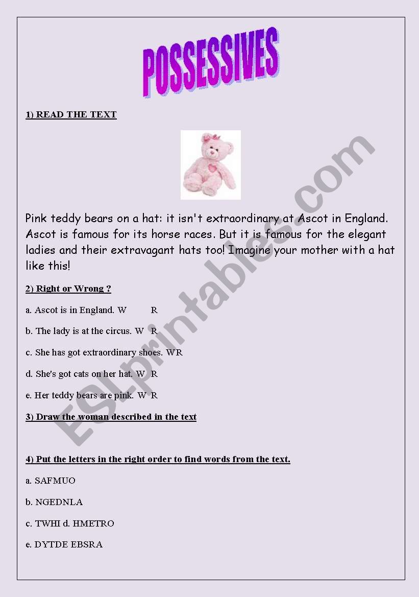 POSSESSIVES worksheet